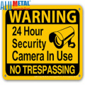 12" L x 12" H Large Warning 24 Hour Surveillance No Trespassing Metal Sign